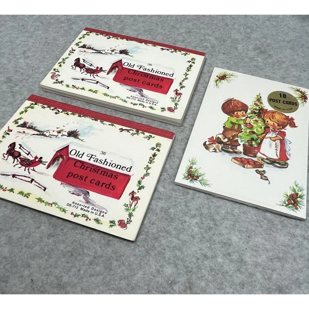 Vintage Old Fashioned Christmas Postcards Holiday Pads Made USA Snow‎ Scene READ